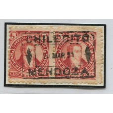 ARGENTINA 1889 GJ 106 PAREJA DE ESTAMPILLAS CON MATASELLO CHILECITO MENDOZA